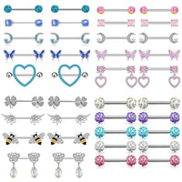 Mixed-style Sexy Nipple Rings Sets Heart Butterfly Dangle Nipple Piercing Bulk for Women Stainless Steel Cute Cat Shield Barbell Good Vibrations Adult Super Store