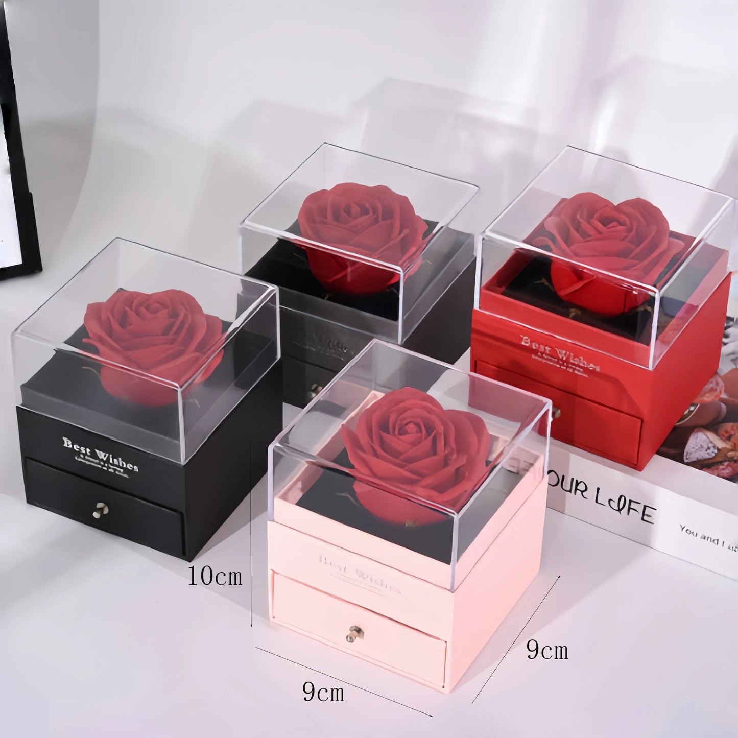 Women's Holiday Gifts Eternal Red Rose With Heart Necklace Flower Lipstick Gift For Mom Girlfriend Birthday From Daughter Sons Good Vibrations