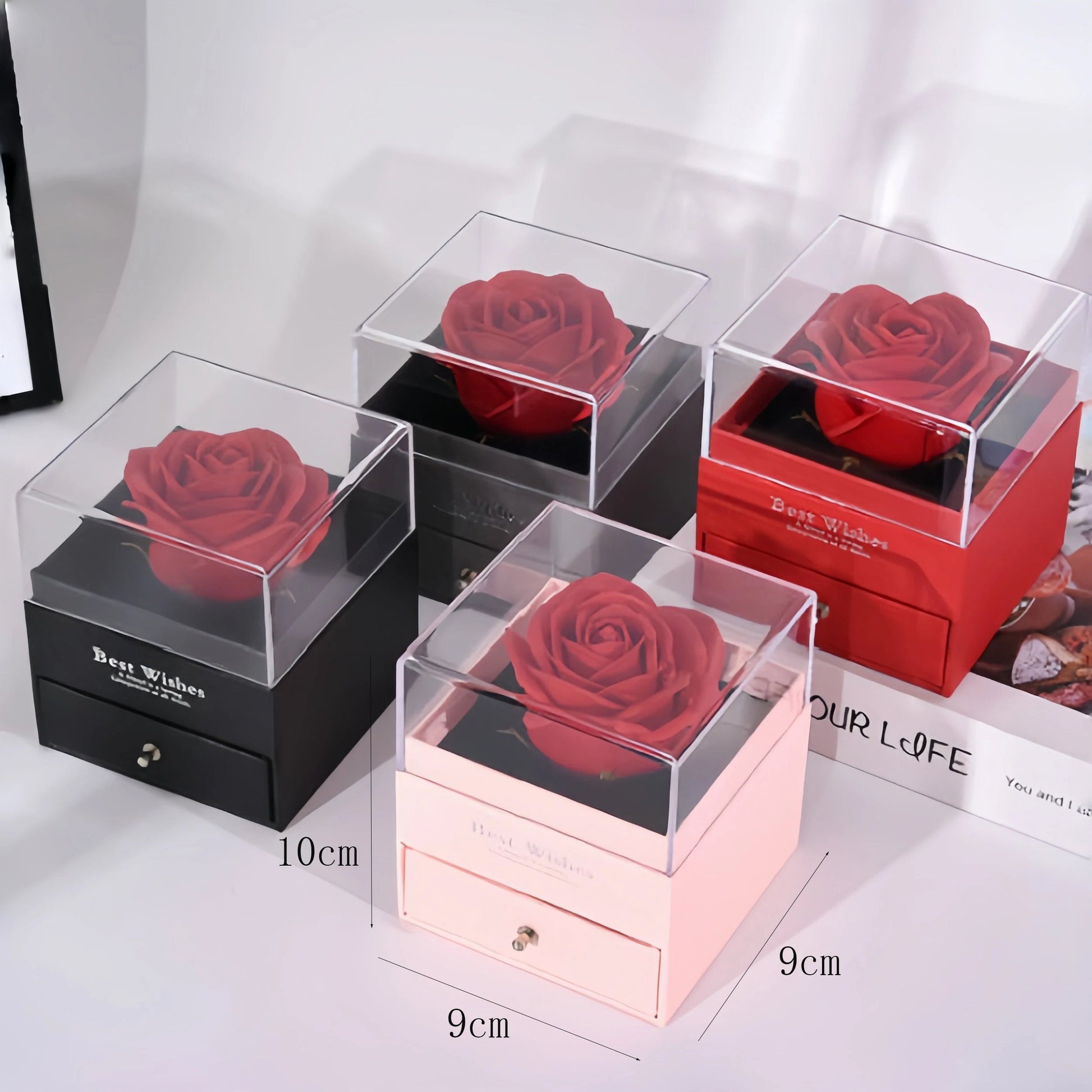 Women's Holiday Gifts Eternal Red Rose With Heart Necklace Flower Lipstick Gift For Mom Girlfriend Birthday From Daughter Sons Good Vibrations