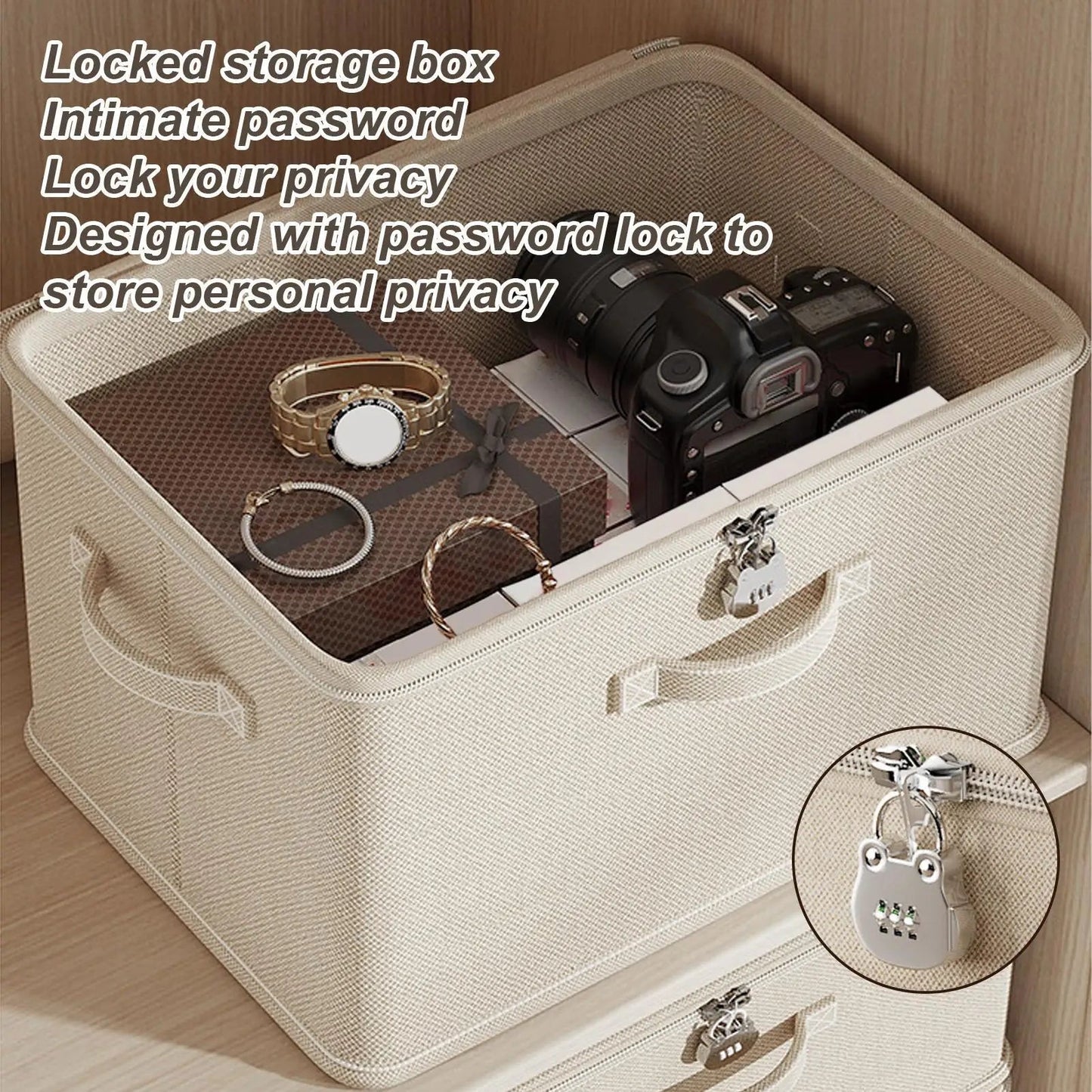 Large Storage Box with Lock Stackable Storage Container Secure with Handle Locking Organizing Bin Washable Shelf Baskets for Good Vibrations