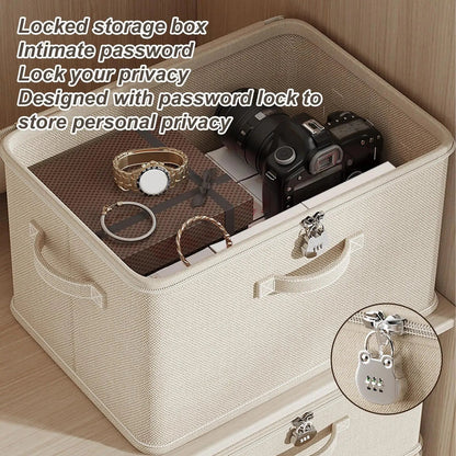 Large Storage Box with Lock Stackable Storage Container Secure with Handle Locking Organizing Bin Washable Shelf Baskets for Good Vibrations