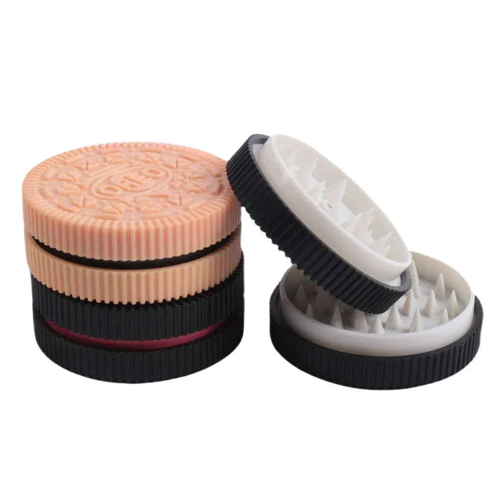 60MM Herb Grinder Plastic Cookie Biscuit  Crusher Hand Muller Cigarette Chocolate Grinder Crusher Tobacco Smoking Good Vibrations Adult Super Store