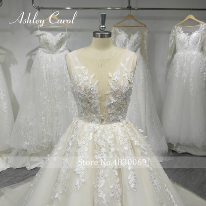 LOUIS NOVIAS  Wedding Dress For Women Elegant Backless Beaded Flowers Embroidery Sleeveless Wedding Gown Vestidos De Novia Good Vibrations
