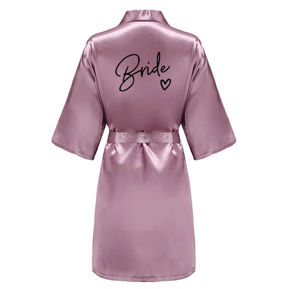 Wedding Party Team Bride Robe With Black Letters Kimono Satin Pajamas Bridesmaid Bathrobe SP003 Good Vibrations