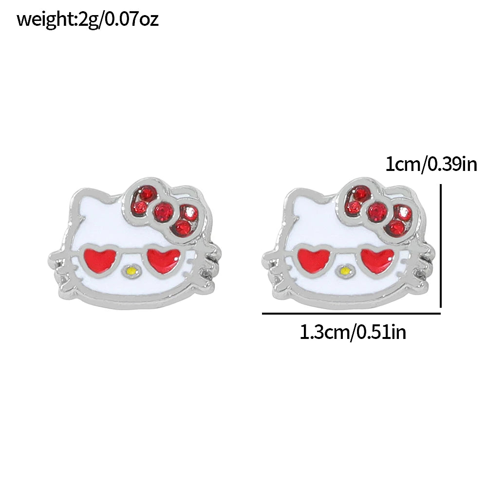 Sanrio Hello Kitty earrings - red bow accessories, cute jewelry suitable for girls and women. Good Vibrations