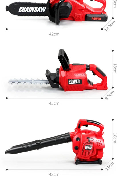Children Electric Toolbox Pretend Play Toys Baby Simulation Tools Repair Lawn Mower Saw Hair Dryer Toy Maintenance Tool for kid Good Vibrations