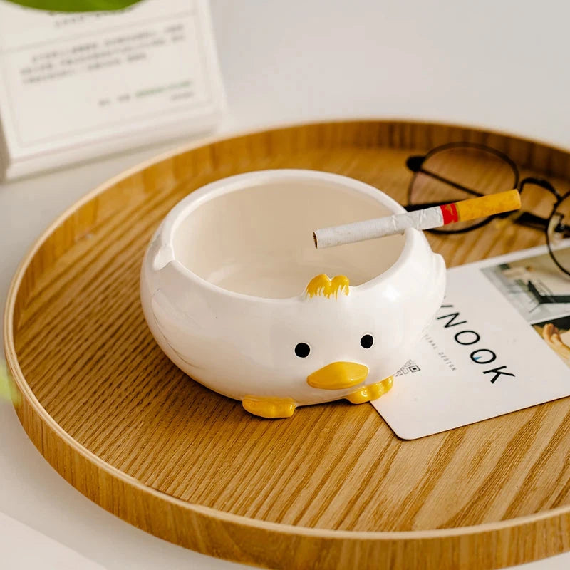 Cartoon Cute Duck Ceramic Decorative Ashtray Trend Personality Fashion Desktop Porch Home Decoration Storage Good Vibrations Adult Super Store
