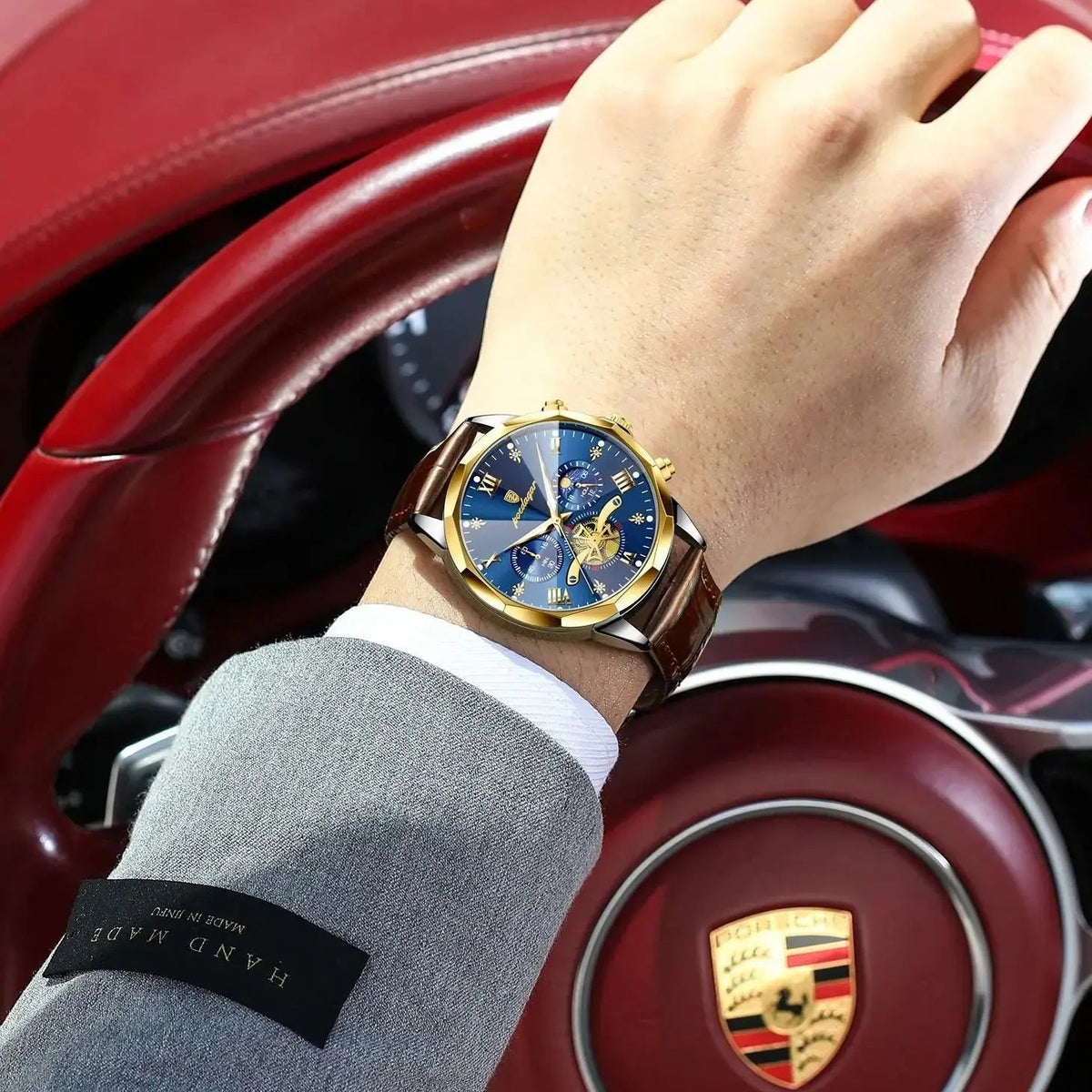 POEDAGAR Military Luxury Men Wristwatch Quartz Waterproof Luminous Chronograph Leather Man Watch Sports Men's Watches Male Reloj Good Vibrations