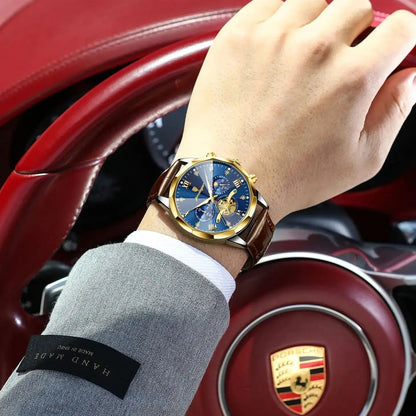POEDAGAR Military Luxury Men Wristwatch Quartz Waterproof Luminous Chronograph Leather Man Watch Sports Men's Watches Male Reloj Good Vibrations