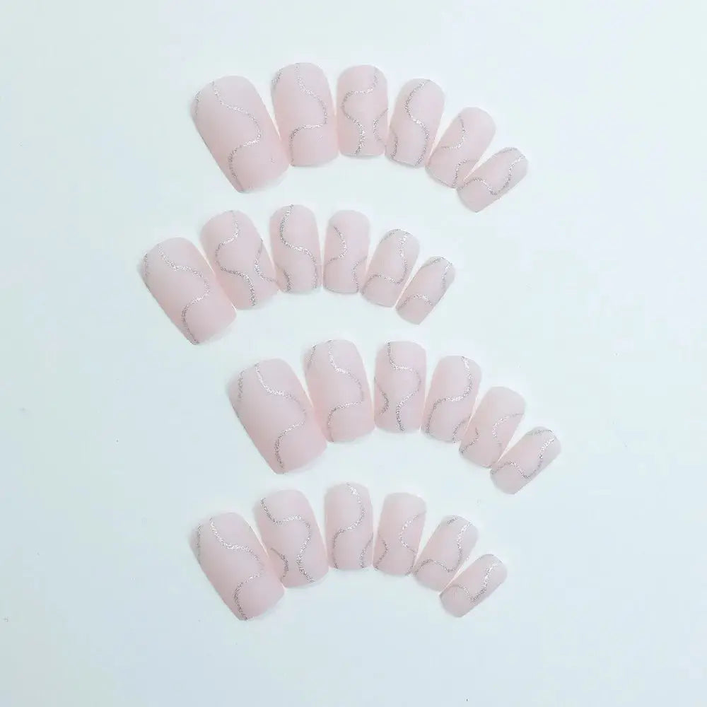 Waterproof Wearable Manicure French Fake Nails Square Head Full Cover Press on Nails False Nail Girl Good Vibrations