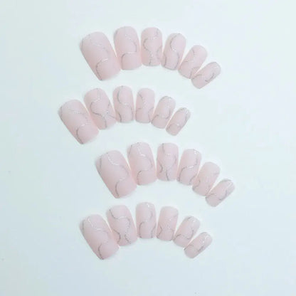 Waterproof Wearable Manicure French Fake Nails Square Head Full Cover Press on Nails False Nail Girl Good Vibrations