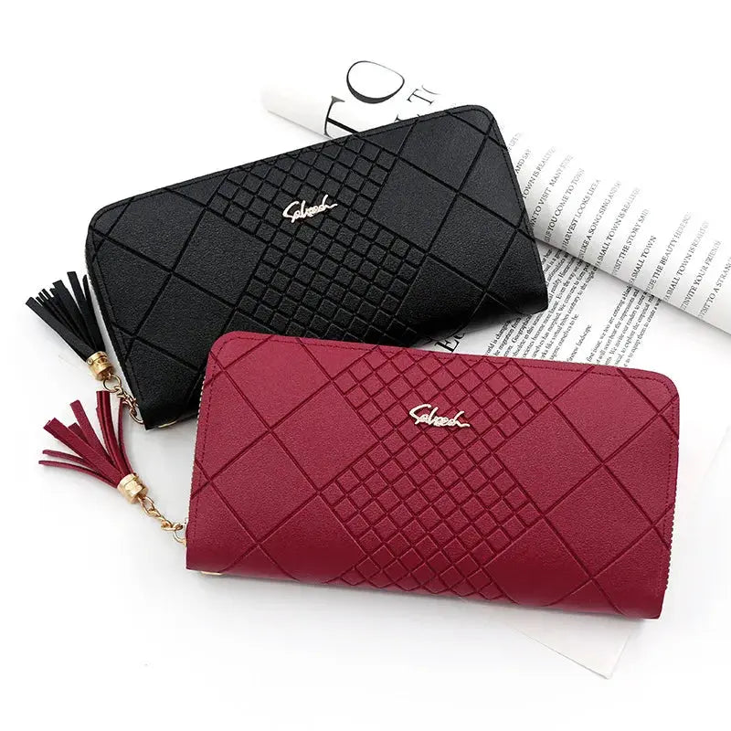 Zipper Money Coin Purse Women Card Holder Long PU Leather Clutch Wallet Large Capacity Lady Wristlet Phone HandBags Money Pocket Good Vibrations