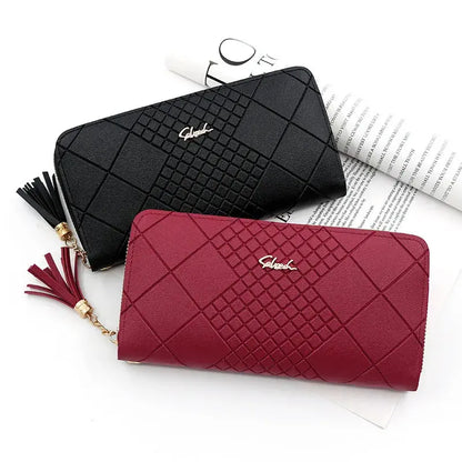 Zipper Money Coin Purse Women Card Holder Long PU Leather Clutch Wallet Large Capacity Lady Wristlet Phone HandBags Money Pocket Good Vibrations