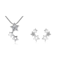Real 925 Sterling Silver Jewelry Sets for Women Charm Star Pendant Necklace Earrings Set Fashion Party Jewelry Gift Wholesale Good Vibrations