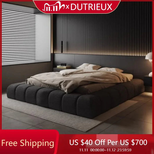 Frame High End Bed Aesthetics Tatami Minimalist Wedding Confortable Bed Master Bedroom Fashionable Design Muebles Furniture Good Vibrations