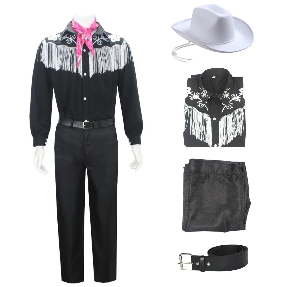 Costume de Cosplay du Film Ken pour Adulte, T-shirt Noir, Écharpe Rose, Ensemble Complet, Princesse, ixde Carnaval d'Halloween Good Vibrations