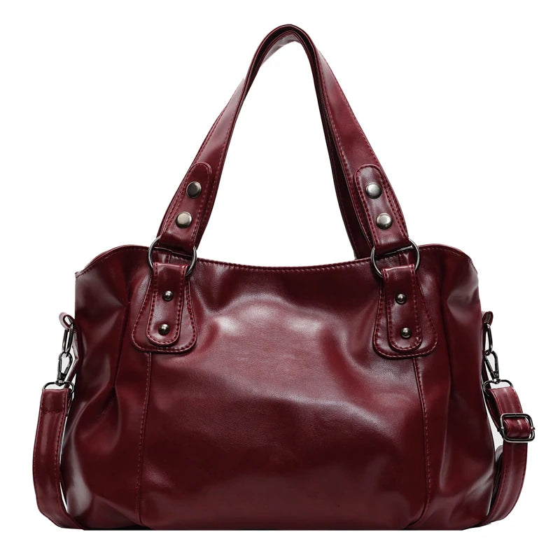 Retro Brand Roomy Shoulder Bag Female Luxury Solid Color Classic Crossbody Bag Large Capacity Style Soft PU Leather Tote Bag Good Vibrations