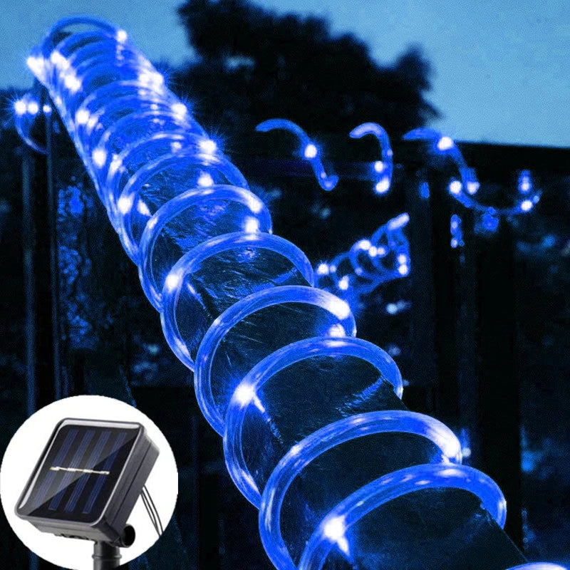 Solar Rope Lights Outdoor LED String Lights 8 Modes Garden Hose Lights Decorative Wedding Christmas Halloween Patio Porch Pool Good Vibrations