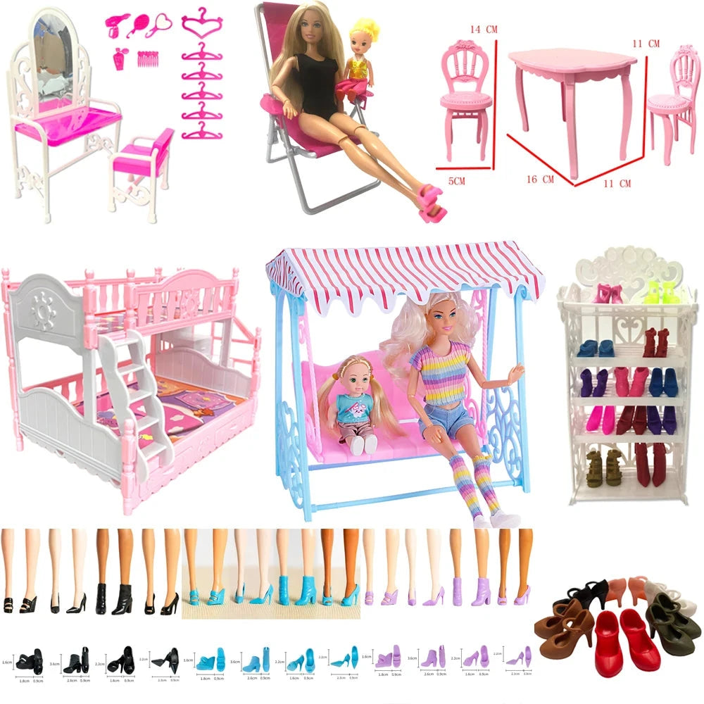 Fashion Dollhouse Furniture For 11.5 inch Dolls Accessories 1:12 Wardrobe Bed Chair Sofa 29-32 cm Doll Shoe Rack Slide Toys  JJ Good Vibrations