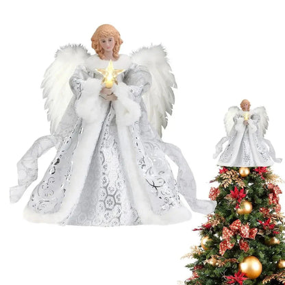 Christmas Tree Topper Angel Fairy with Lights Three-dimensional Christmas Tree Top Decoration Ornament Christmas Decoration Good Vibrations