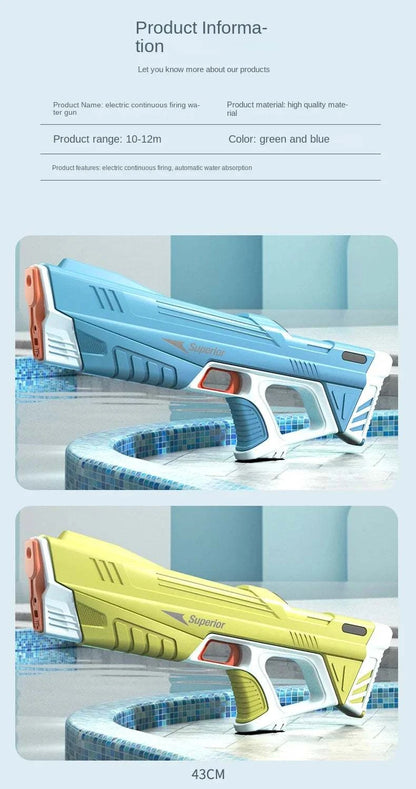 43cm Full Electric Automatic Water Storage Gun Toys Portable Children Summer Beach Outdoor Fight Fantasy Toys for Boys Kids Game Good Vibrations