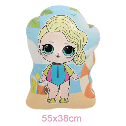 Girl Surprise Theme Backdrop Cute Shiny Doll Birthday Party Decoration Pink Latex Balloon Disposable Tableware Plate Cake Topper Good Vibrations