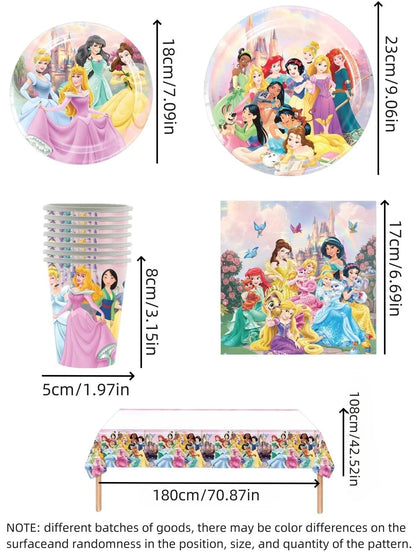 1/10/20pcs Princess Birthday Party Supplies Decor for Woman Princess Birthday  Plates Paper Cups Princess Tablecloth Party Good Vibrations