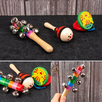 9 in 1 Wooden Montessori Toys Rattle Bell Drum Column Set Musical Instruments Sensory Early Baby Toy Toddler Education Good Vibrations
