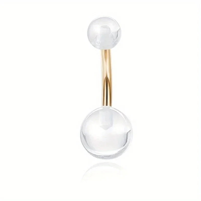 Drperfect 1PCS Stainless Steel Belly Button Ring Belly Rings for Women Pearl Sparkling Belly Piercing Butterfly Piercing Jewelry Good Vibrations Adult Super Store