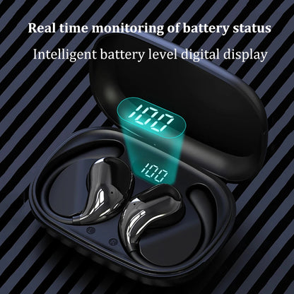 Bluetooth 5.4 Ear Hook Headphones TWS Wireless Earphones HiFi Stereo Waterproof Headsets LED Display Long Standby Touch Earbuds Good Vibrations