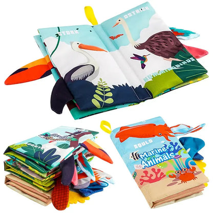 Baby Books Toys, Baby Books 0-6 Months, 3PCS Touch and Feel Cloth Crinkle Soft Books, Toys for 0-3-6-12-18 Months Infant Newborn Good Vibrations