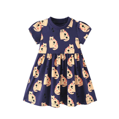 Jumping Meters 2-7T Summer Princess Girls Dresses Short Sleeve Animals Bunny Children's Clothing Hot Selling Toddler Kids Frocks Good Vibrations