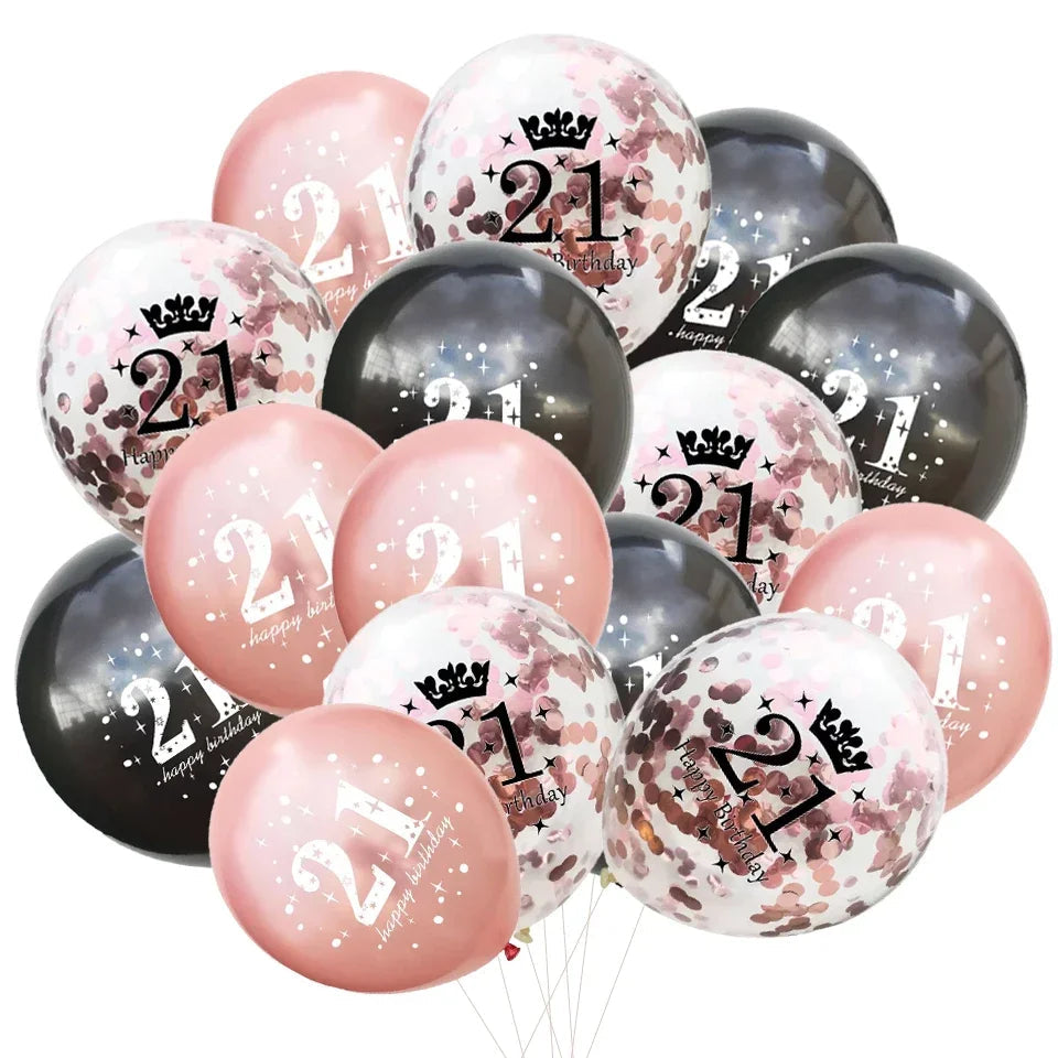 15pcs 18th Happy Birthday Balloon Decor 12 Inch Confetti Latex Balloons for 18 20 30 70 Years Old Birthday Celebrate Decoration Good Vibrations