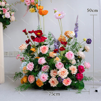Wedding Decoration Outdor Artificial Flowers Decor Hanging Flower Row Road Leading Floor Flower Row Flower Ball Floral Backdrop Good Vibrations