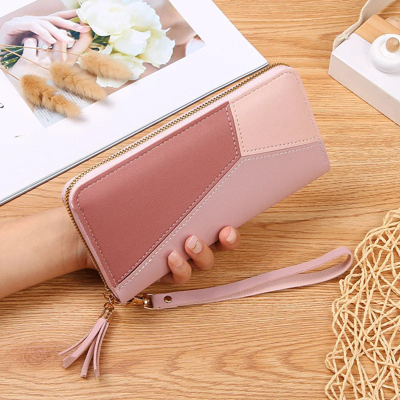 Fashion Zipper Wallets Womens Long Purses Handbags Coin Purse Cards Holder PU Leather Billfold Wallet Good Vibrations