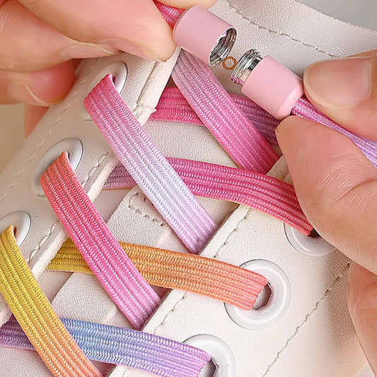 1Pair No Tie Shoe Laces Colorful Buckle Shoelaces Pearl Light Colorful Fashion Without Ties Elastic Laces Sneaker Kids Adult Good Vibrations