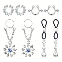 4 Pairs Non Piercing Fake Nipple Rings, Water Drop Heart Shaped Dangle Nipple Clips Good Vibrations Adult Super Store