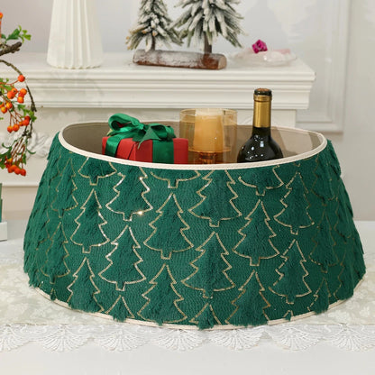 Christmas Tree Collar Red and Green Felt Decorations Tree Skirt Alternative Stereoscopic Tree Bottom Surrounder Party Display Good Vibrations