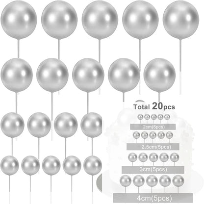 20Pcs Balls Cake Topper Pink Blue Gold Cake Balls Baking Decoration Birthday Wedding Anniversary Cake Picks Insert Toppers Decor Good Vibrations