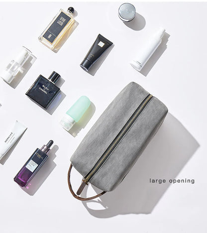 Portable hookah bag with large capacity and waterproof design, shown with toiletries and travel supplies.