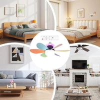 1 Set 40W Fan Light Snaps-on Detachable Fan Blade Design Household Silent RGB Dimming Fan Light For Bathroom Bedroom Kitchen Good Vibrations