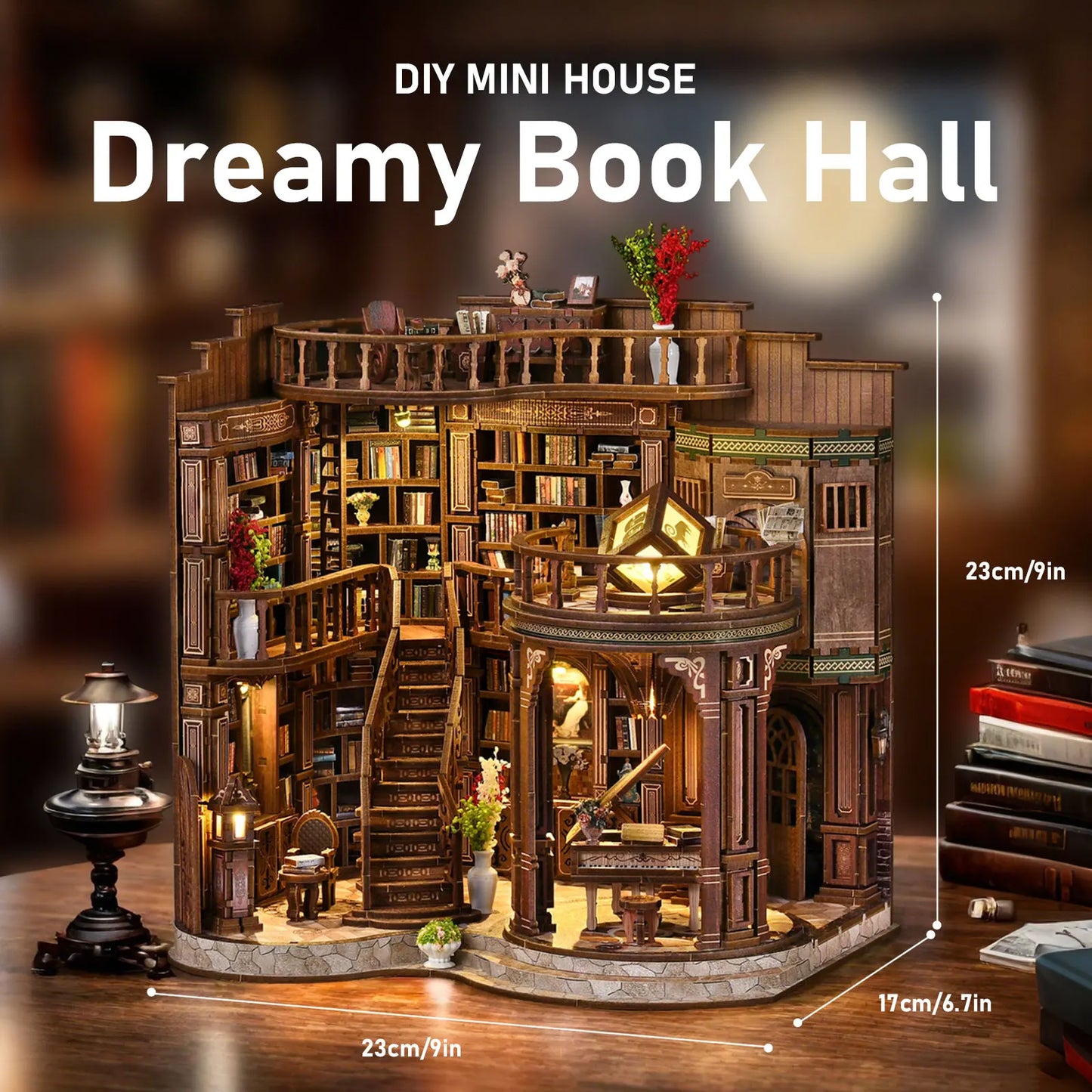 Book house assembly, architecture, book models, ornaments, miniature kits, DIY handmade toy sets, bedroom and room decorations, Good Vibrations