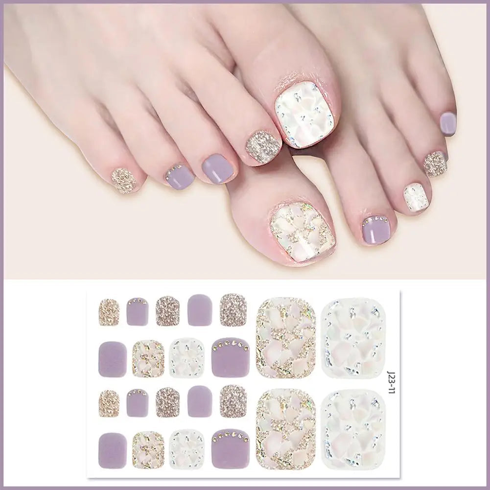 Nail Polish Film Toenail Stickers Solid Color Glitter Toe Nail Art Sticker DIY Waterproof Adhesive Nail Wraps Decals Decors Good Vibrations