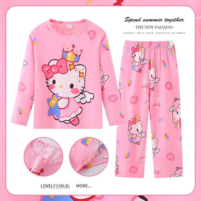 New Pajamas Boys Girls Pajamas Stitch Clothing Sets Kids Long Sleeve +Pant 2 Pieces Children Home Clothing Girl Nightgown Pjs Good Vibrations