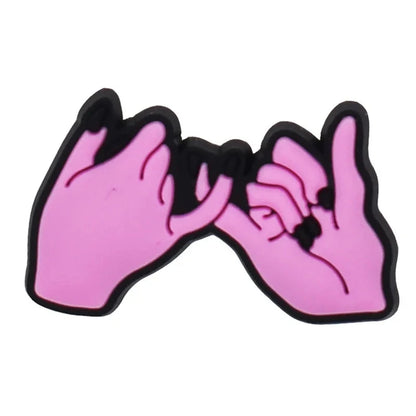 Hot Sales 1Pcs Pink Shoe Charms for Crocs Accessories Pin Shoe Wristband Croc Decorations Buckle Girls Women Party Gifts Good Vibrations