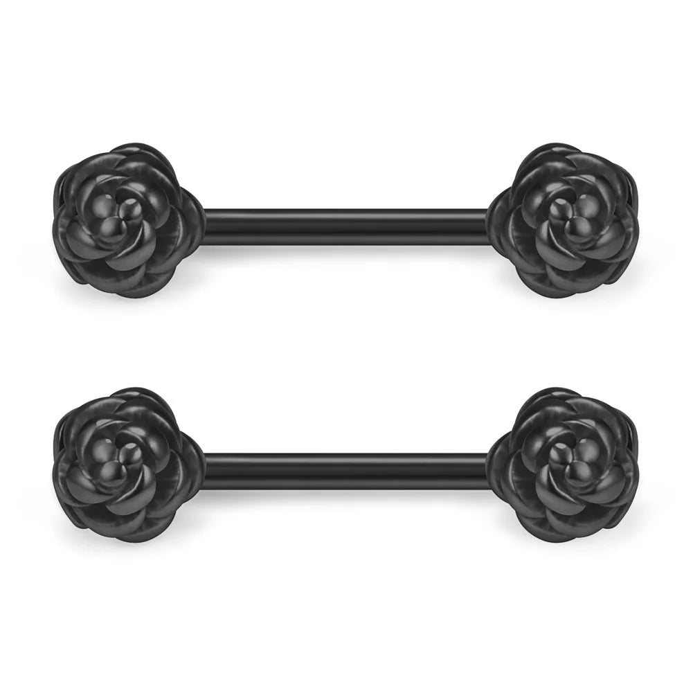 Punk rock sexy black rose nipple ring, body puncture nipple jewelry, women's sexy accessory gift Good Vibrations