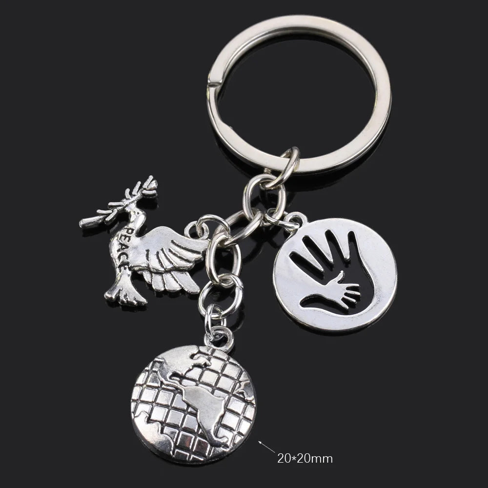 Fashion Animal Women Keychain Car Moon Cat Dog Love Heart Key Chain Friends Gift Jewelry Bag Pendant Wing Evil Eye Angel Turtles Good Vibrations