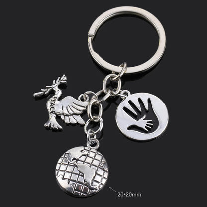 Fashion Animal Women Keychain Car Moon Cat Dog Love Heart Key Chain Friends Gift Jewelry Bag Pendant Wing Evil Eye Angel Turtles Good Vibrations