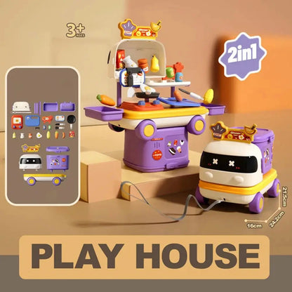 Kids House Play Kitchen Toys Makeup Medical DIY Simulation Cooking Food Tableware Role Play Kitchen Toddler Girl Baby Xmas Gift Good Vibrations