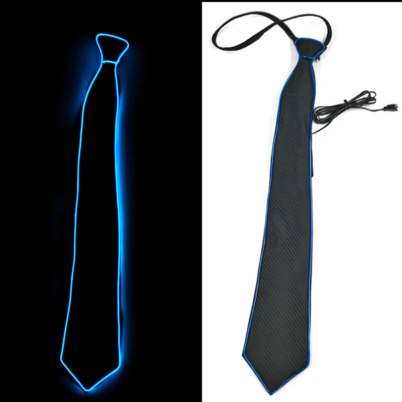 Flashing Neon Light LED Tie Halloween Christmas Dance Supplies Wedding Performance Decoration Luminous EL Wire Necktie Good Vibrations